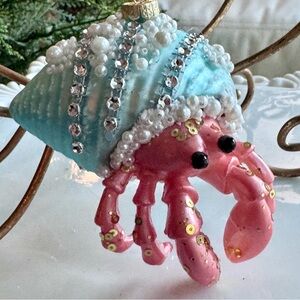 🌴🎉Best in Home🎉NEW! Beach Christmas Hand Blown Glass Turquoise Seashell Ornament